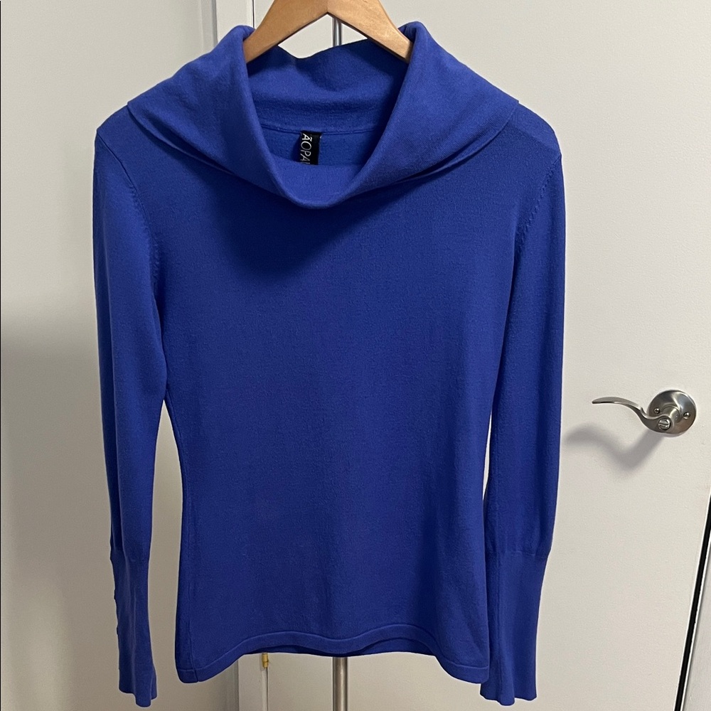 São Paulo Women's Cowl Neck Sweater in Blue